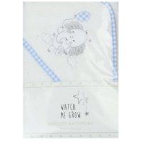 WF1662: Baby Grey/Blue Elephant Hooded Towel/Robe